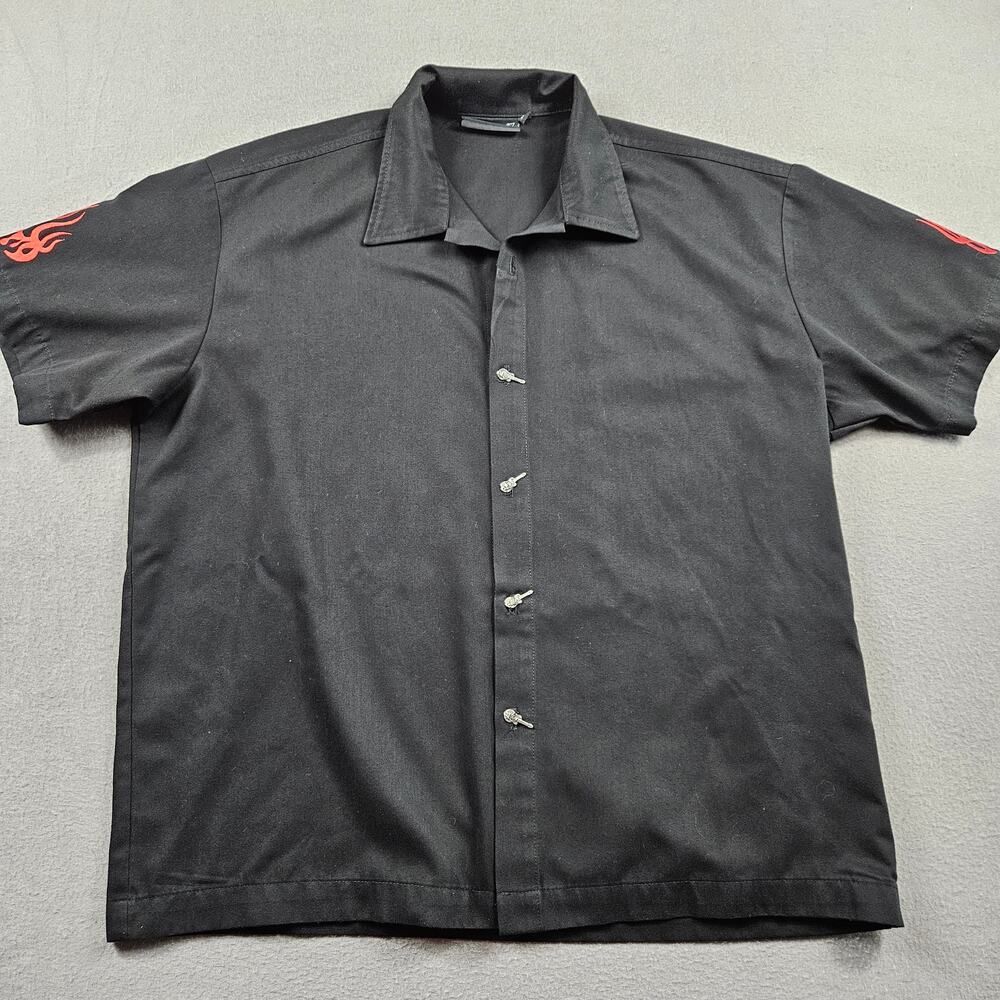 Steady Last Call Shirt Guitar Button Flame Black Mens XL